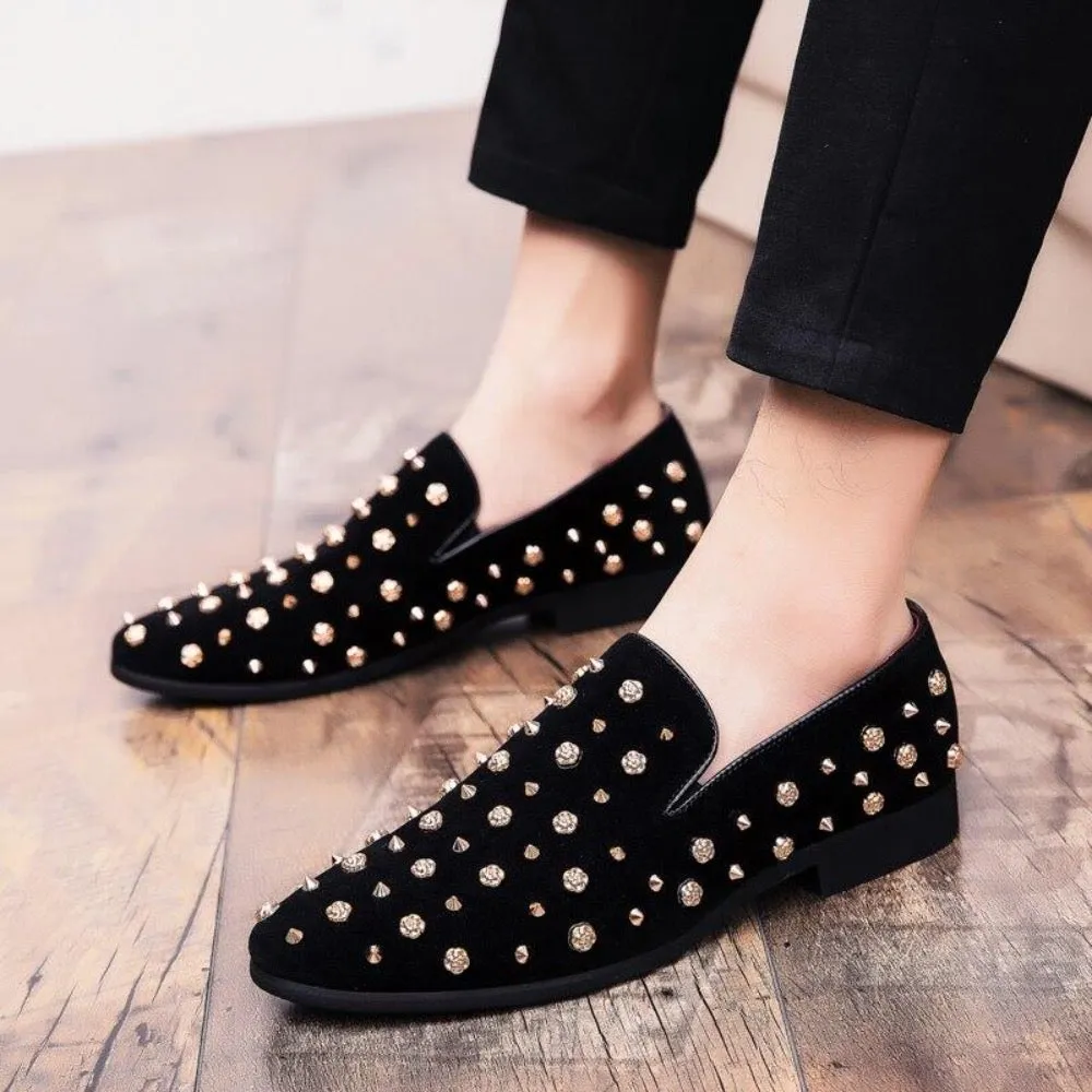 Handmade Velvet Loafer Shoes For Men