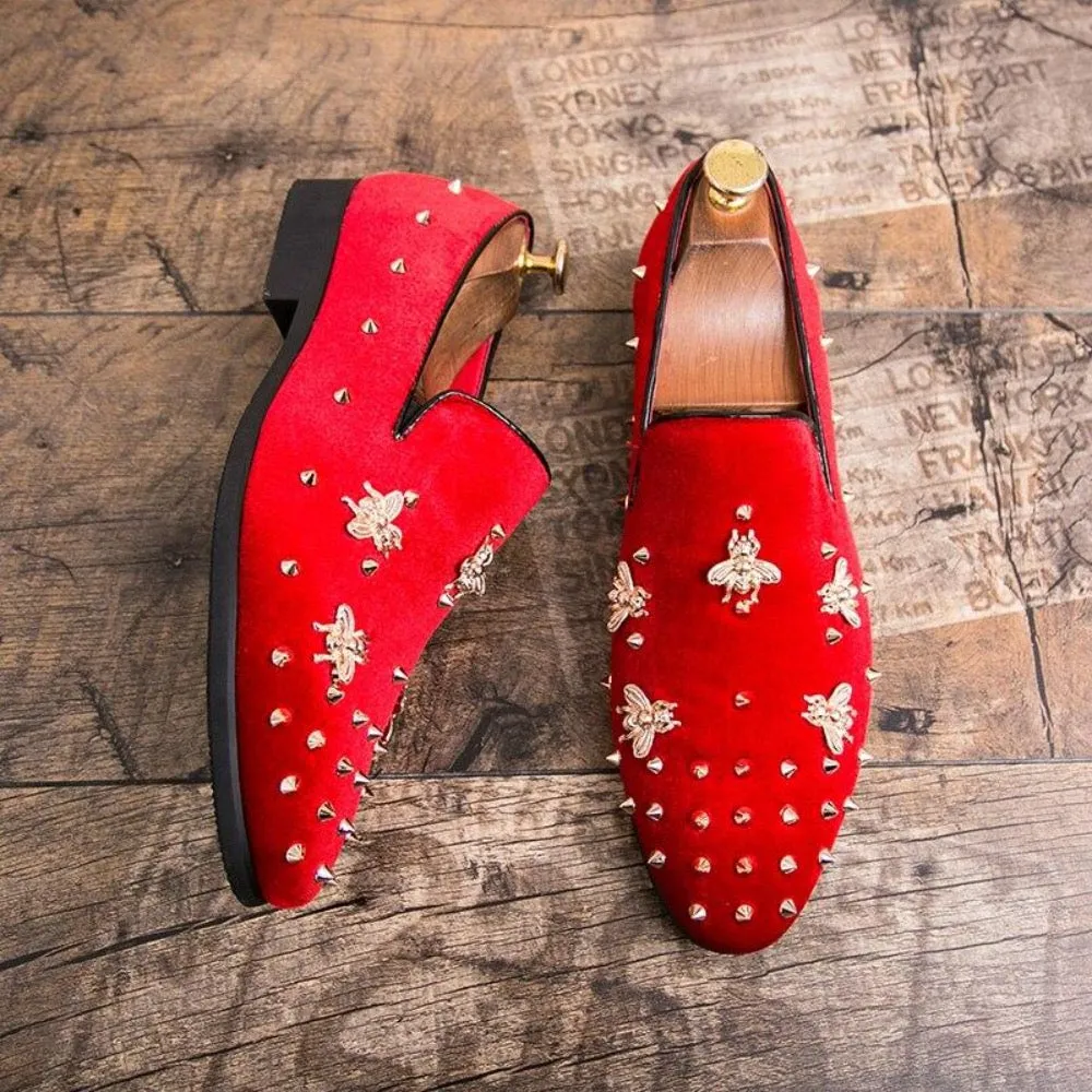 Handmade Velvet Loafer Shoes For Men