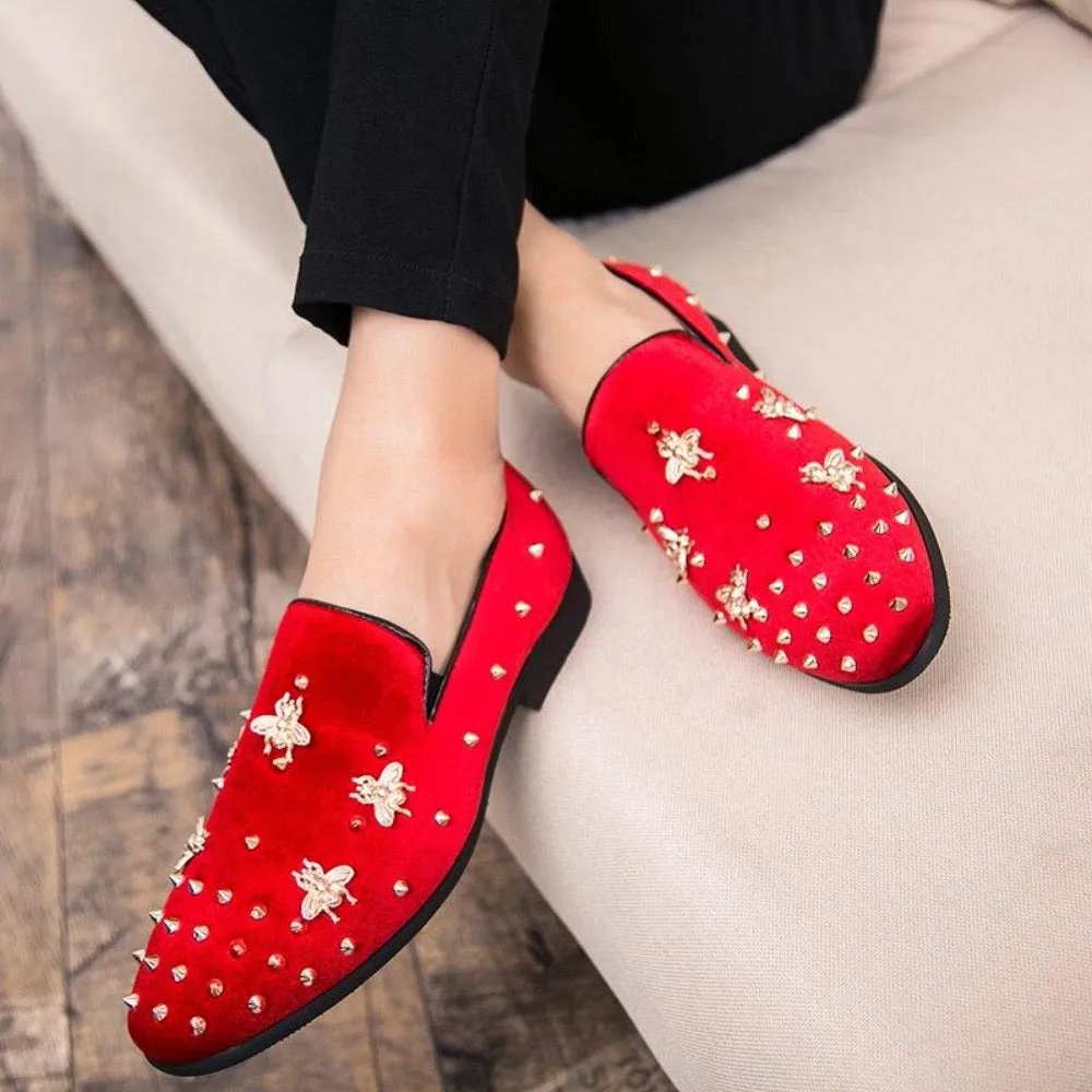 Handmade Velvet Loafer Shoes For Men