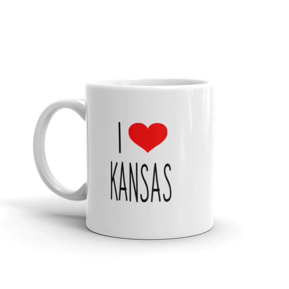 I Love KANSAS White glossy mug