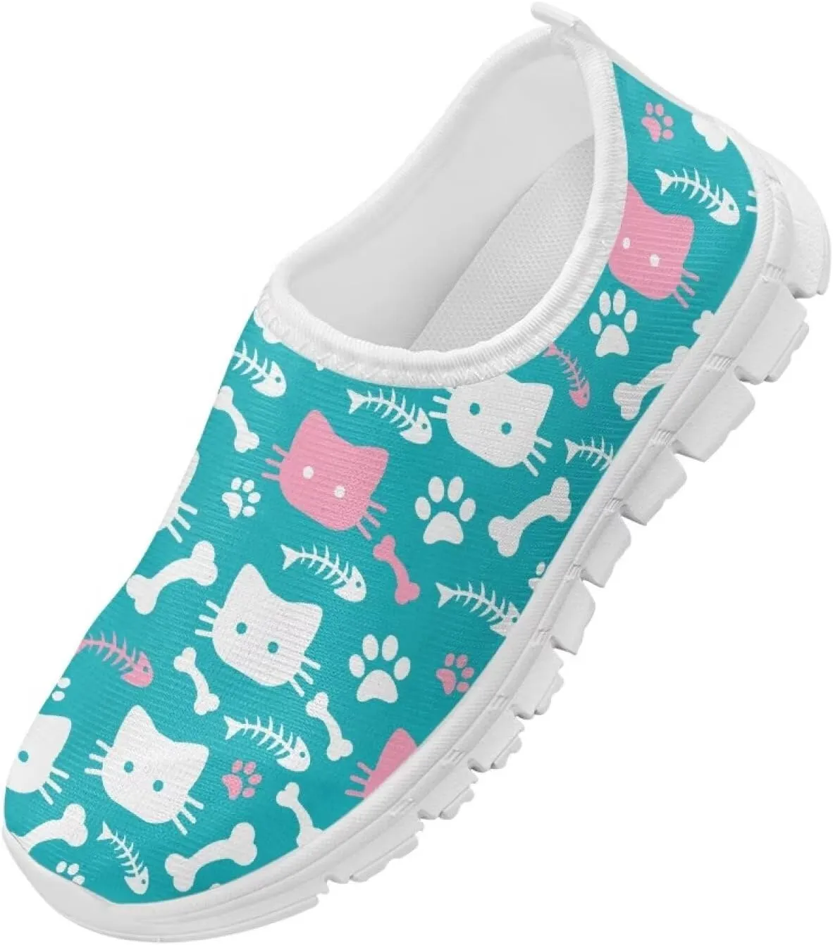 Kids Breathable Sneakers Slip On Casual Shoes Boys Girls Lightweight Cozy Walking Shoe for Workout Size 11-15 White Sole