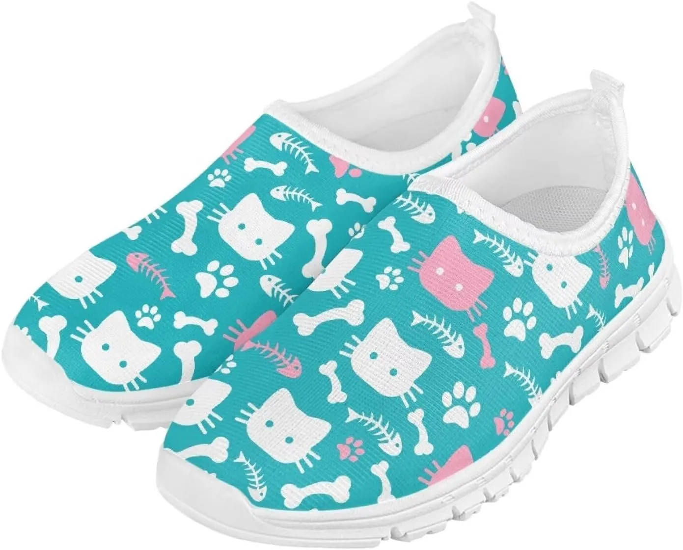 Kids Breathable Sneakers Slip On Casual Shoes Boys Girls Lightweight Cozy Walking Shoe for Workout Size 11-15 White Sole