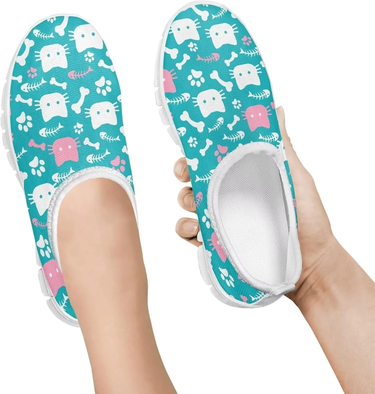 Kids Breathable Sneakers Slip On Casual Shoes Boys Girls Lightweight Cozy Walking Shoe for Workout Size 11-15 White Sole
