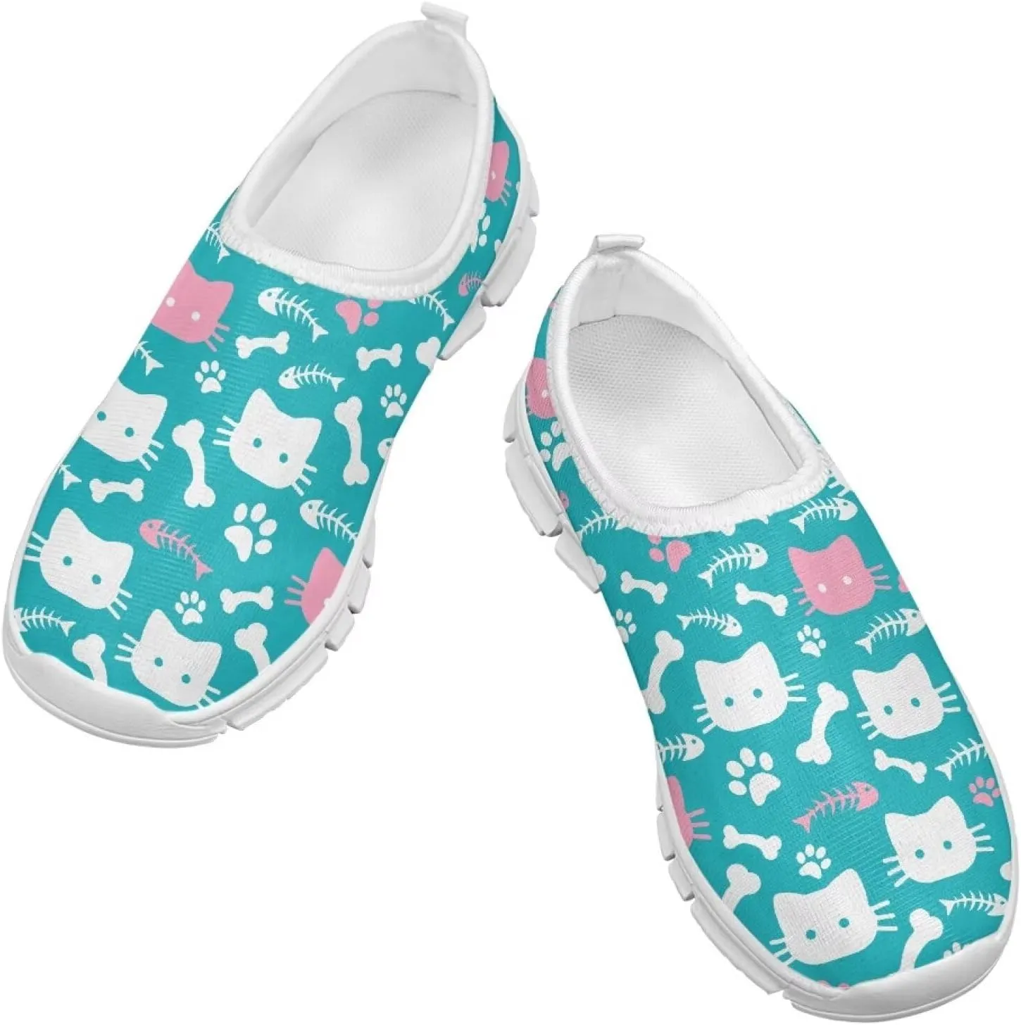 Kids Breathable Sneakers Slip On Casual Shoes Boys Girls Lightweight Cozy Walking Shoe for Workout Size 11-15 White Sole