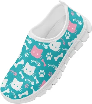 Kids Breathable Sneakers Slip On Casual Shoes Boys Girls Lightweight Cozy Walking Shoe for Workout Size 11-15 White Sole