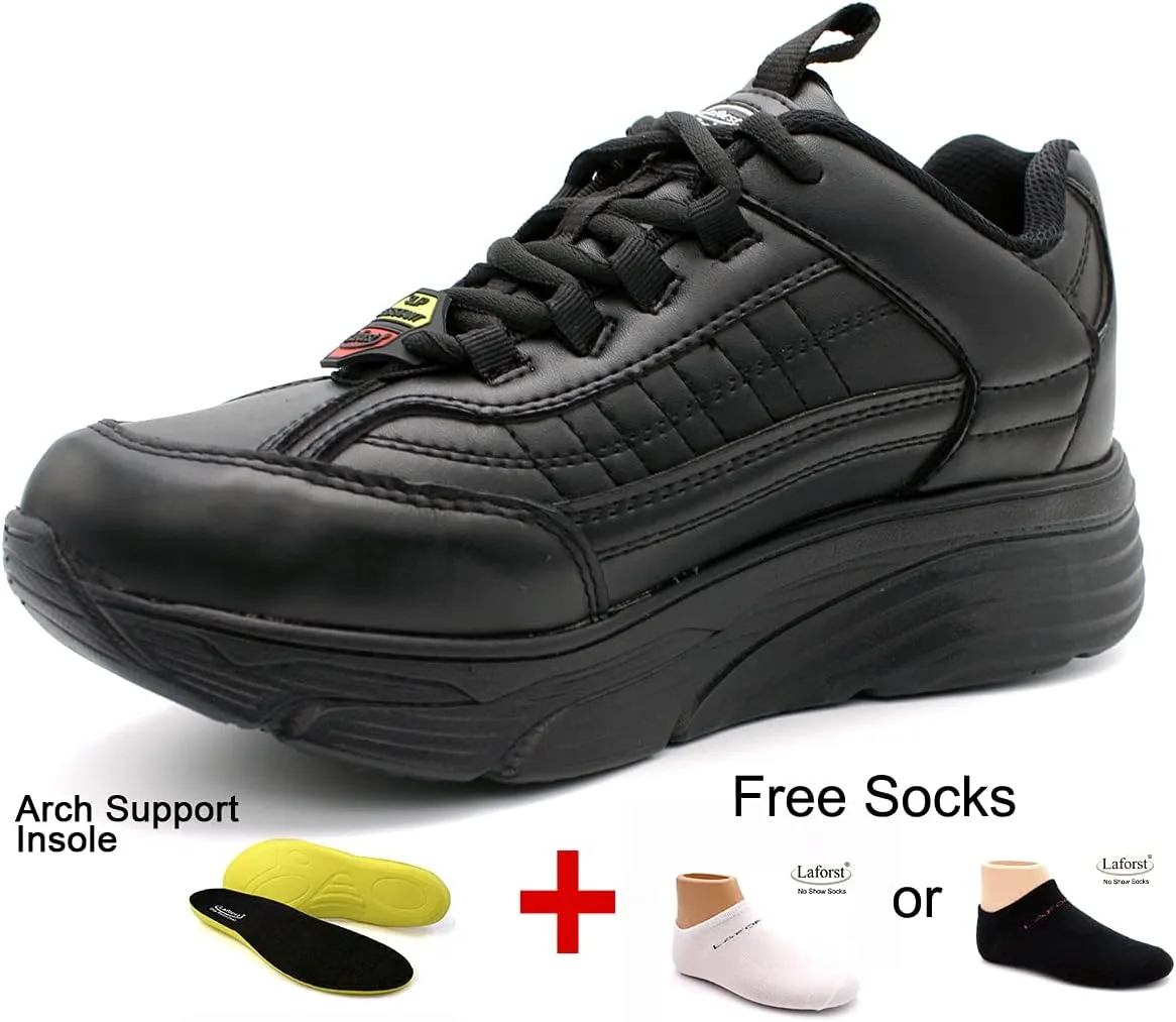 Laforst Womens Foley Xtreme Comfort Work Non-Slip Sneaker  Free Socks