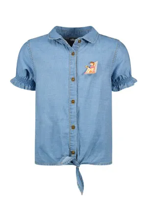 Like Flo Tencell Denim Knotted Blouse