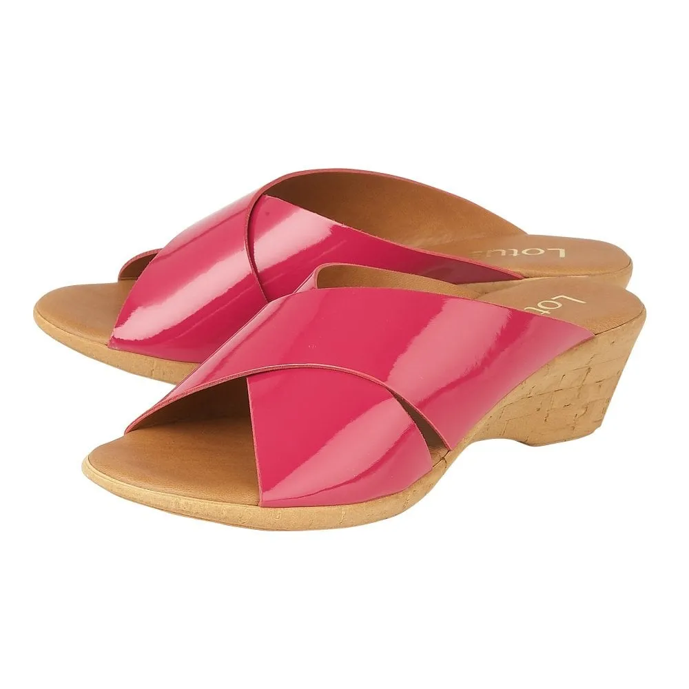 Lotus MULE Tonia PINK Patent WITH Wedge HEEL