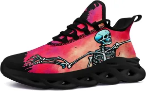 Men's Skull Running Shoes Athletic Sneakers Breathable Gym Slip-on Shoes Lightweight Cushion Sports Walking Shoes