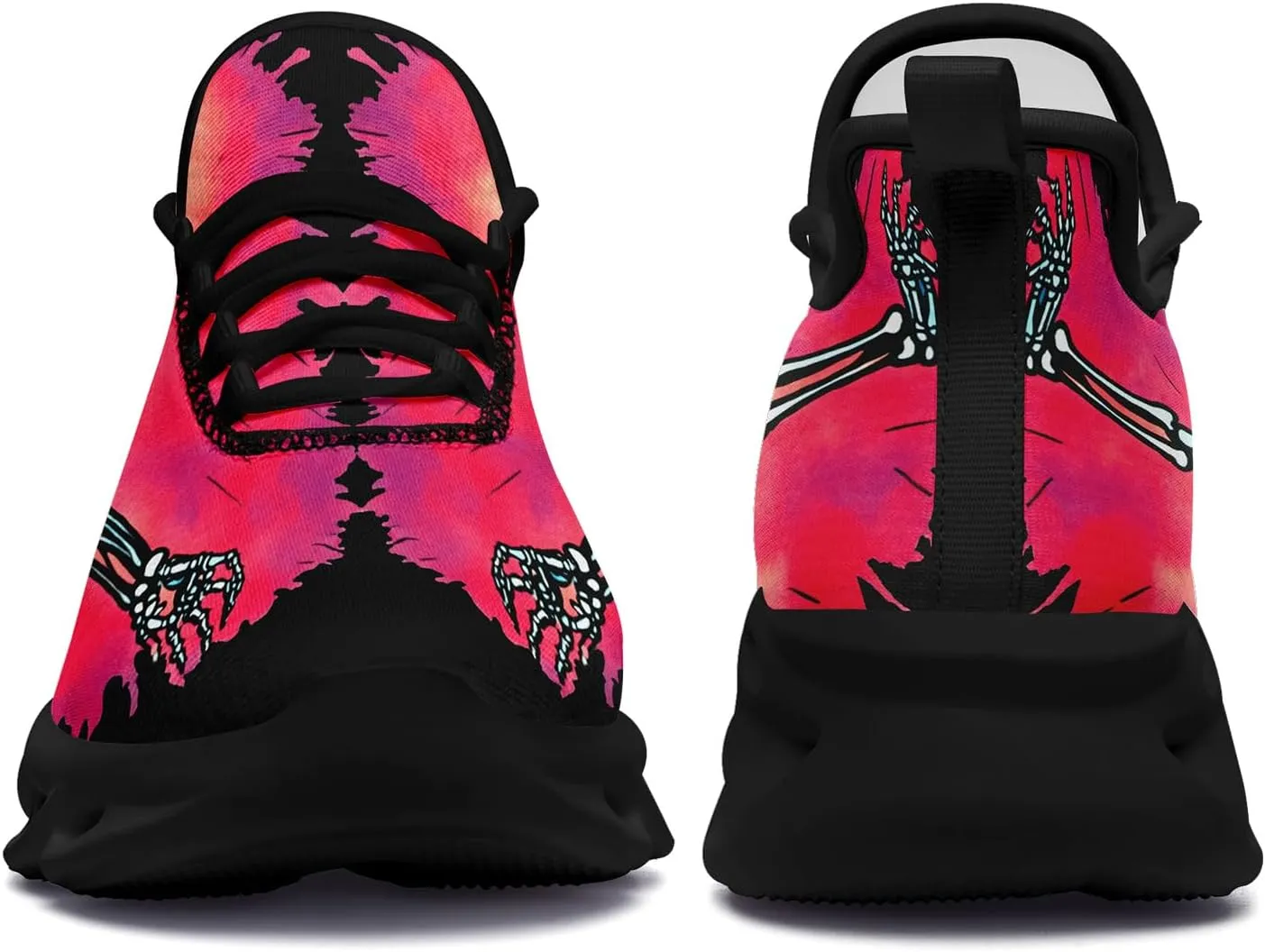 Men's Skull Running Shoes Athletic Sneakers Breathable Gym Slip-on Shoes Lightweight Cushion Sports Walking Shoes