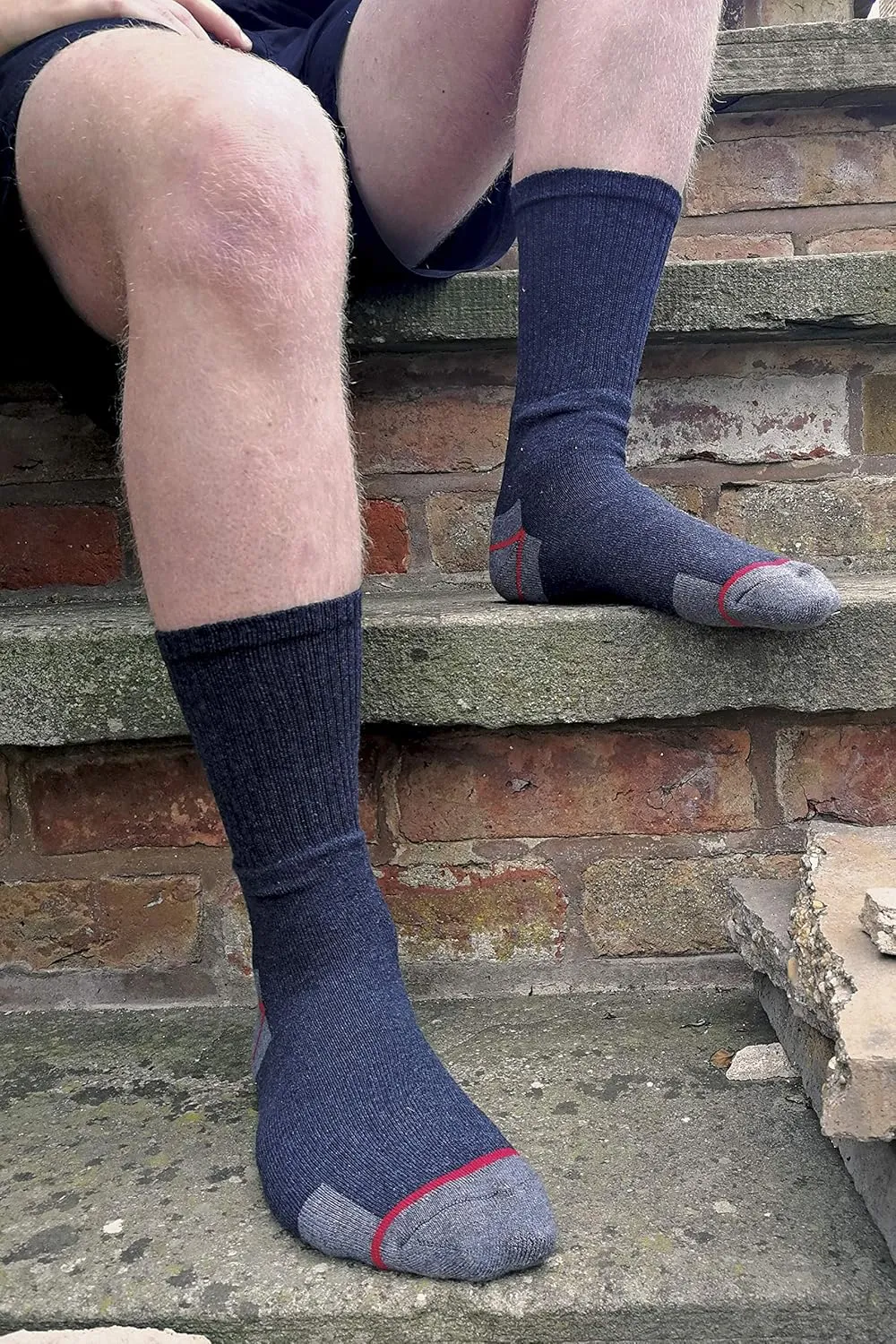 Mens Ultimate Cushioned Cotton Crew Work Socks for Steel Toe Boots 12-15 US
