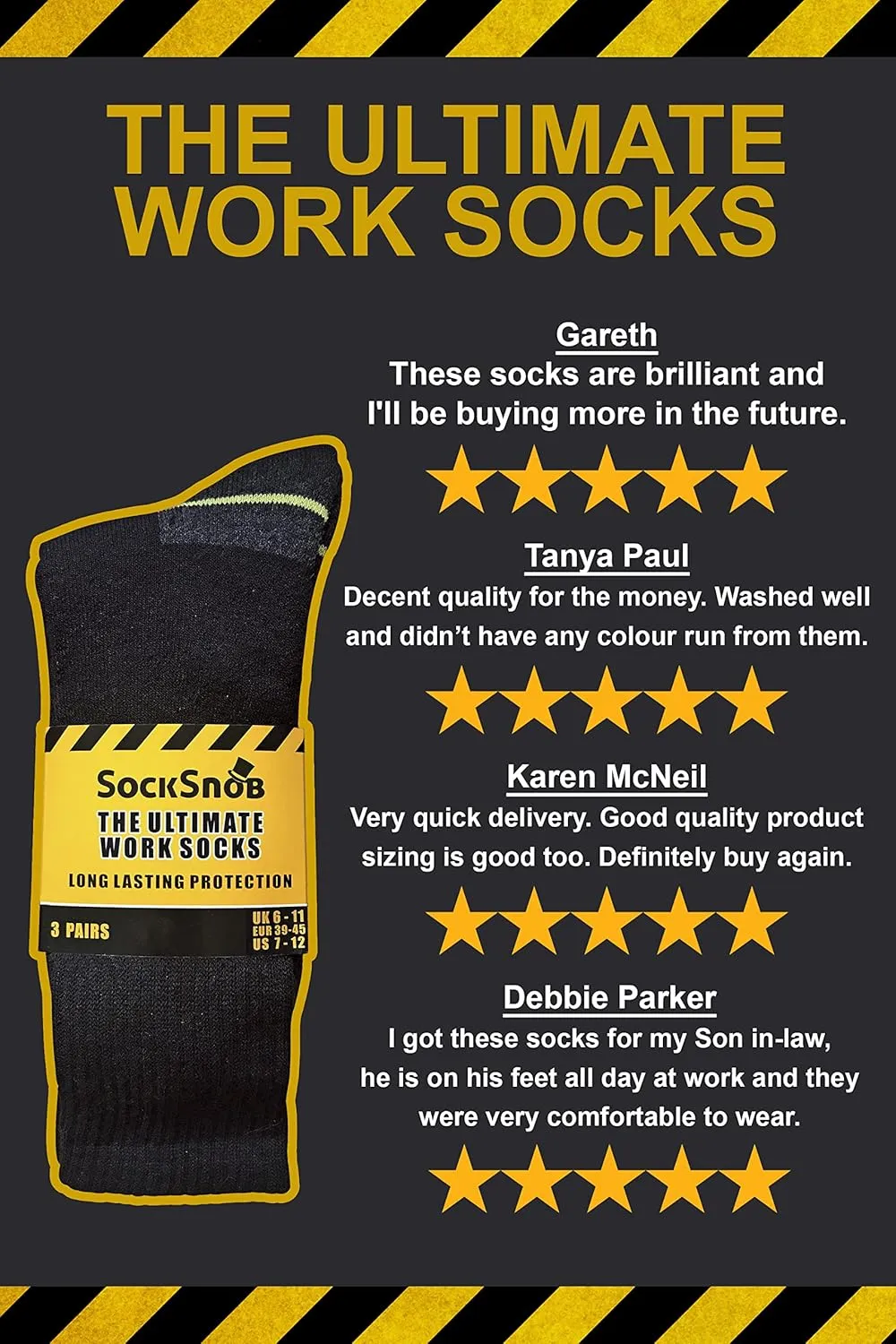 Mens Ultimate Cushioned Cotton Crew Work Socks for Steel Toe Boots 12-15 US