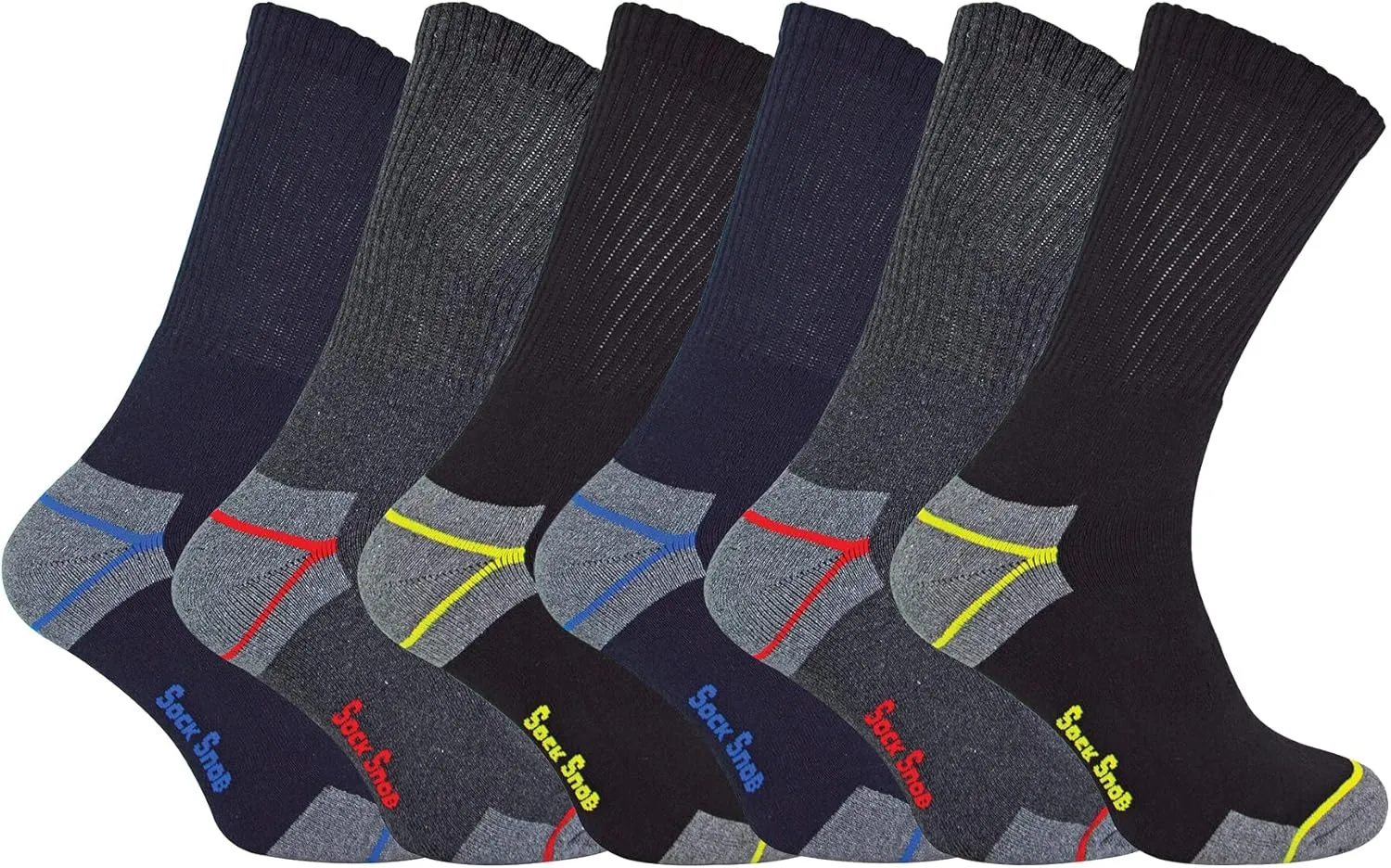 Mens Ultimate Cushioned Cotton Crew Work Socks for Steel Toe Boots 12-15 US