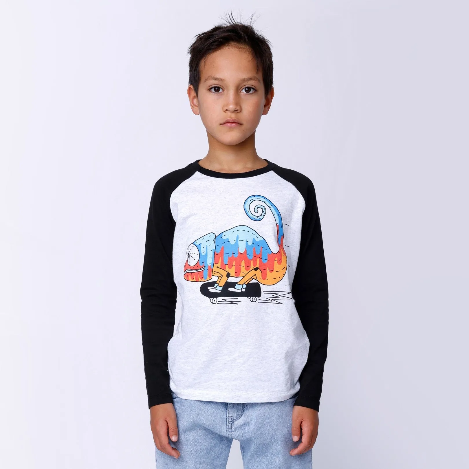 Minti Speedy Chameleon Tee - White Marle/Black