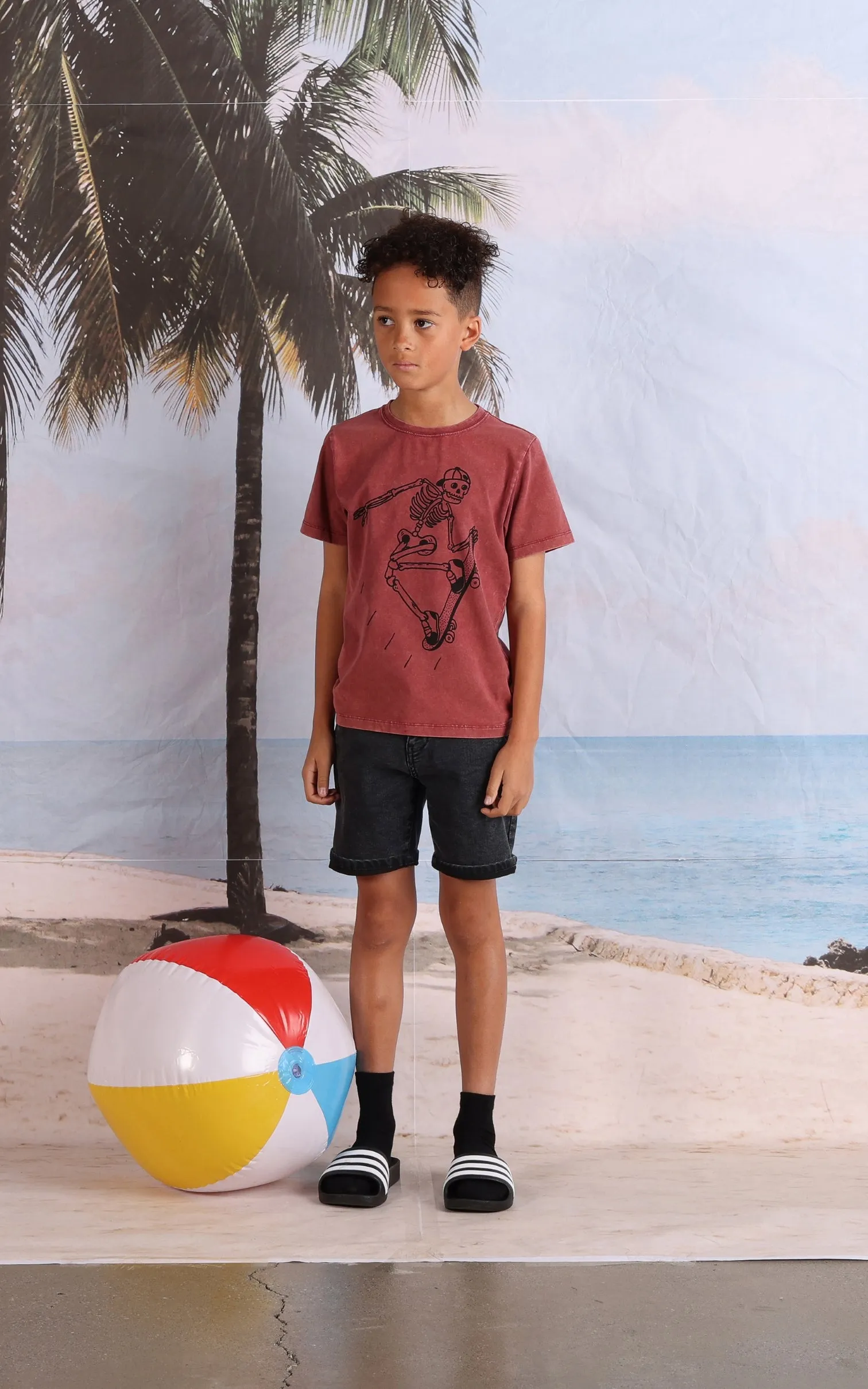 Minti Speedy Skeleton Tee - Burnt Red Wash