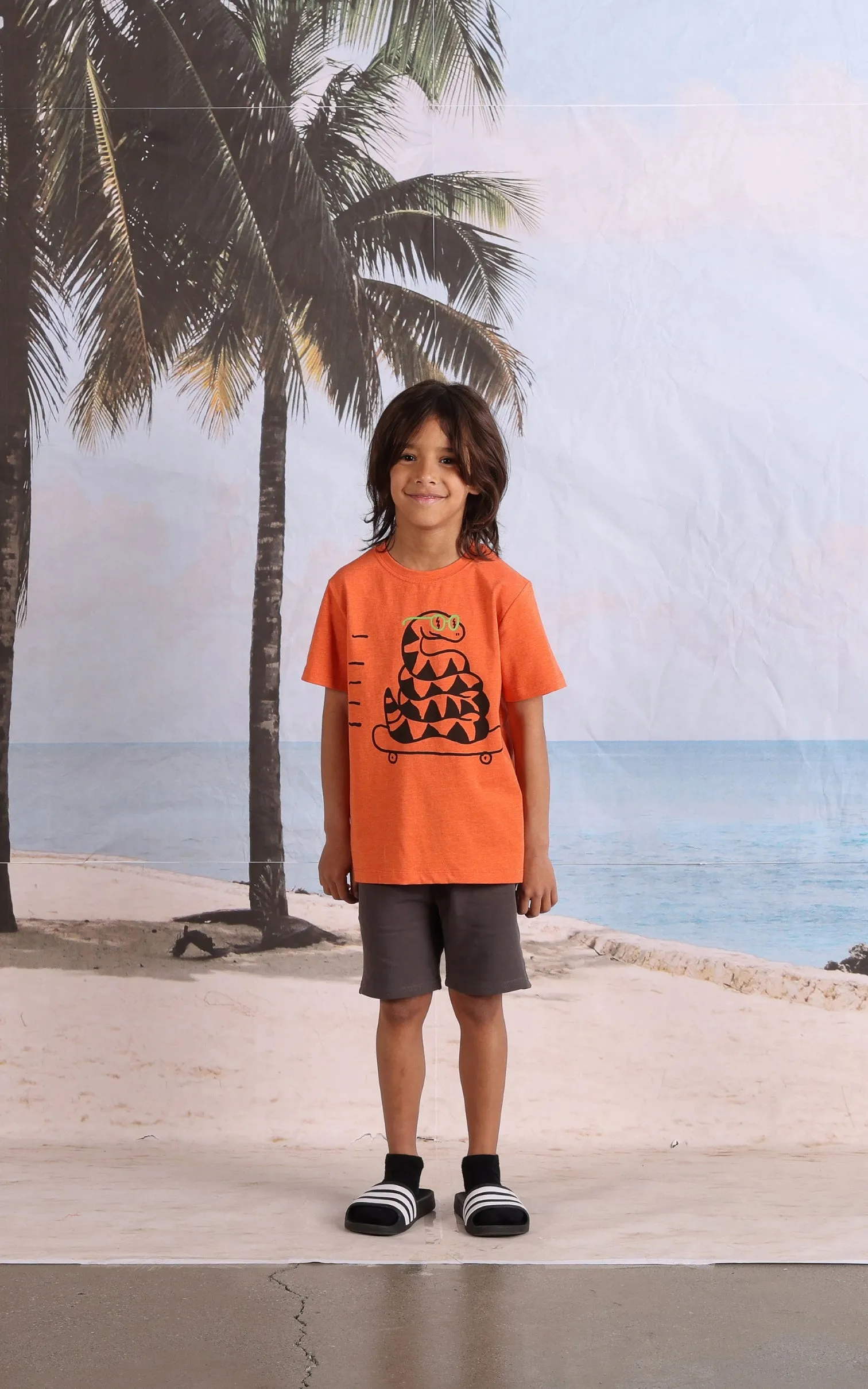 Minti Speedy Snake Tee - Orange Marle