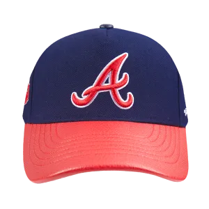 MLB ATLANTA BRAVES CITY RANSOM LEATHER PINCH FRONT STRAPBACK (MIDNIGHT NAVY)