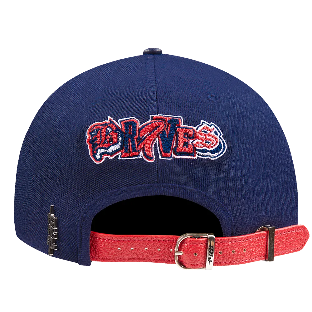MLB ATLANTA BRAVES CITY RANSOM LEATHER PINCH FRONT STRAPBACK (MIDNIGHT NAVY)