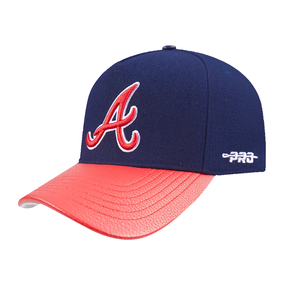 MLB ATLANTA BRAVES CITY RANSOM LEATHER PINCH FRONT STRAPBACK (MIDNIGHT NAVY)