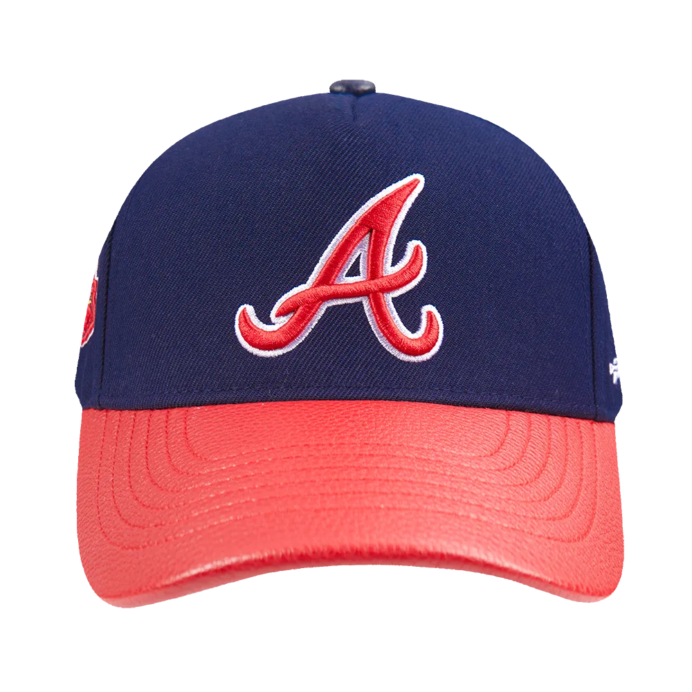 MLB ATLANTA BRAVES CITY RANSOM LEATHER PINCH FRONT STRAPBACK (MIDNIGHT NAVY)