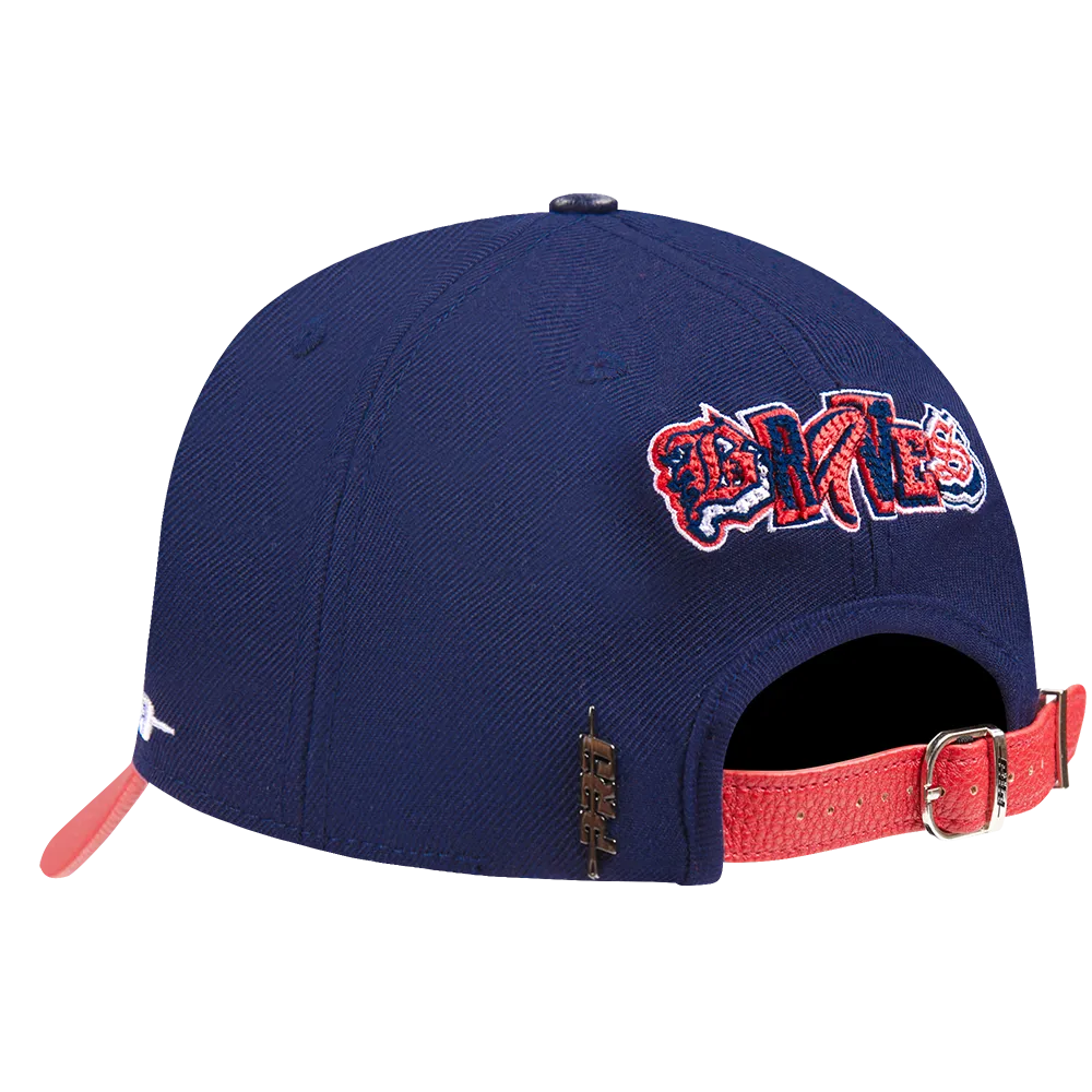 MLB ATLANTA BRAVES CITY RANSOM LEATHER PINCH FRONT STRAPBACK (MIDNIGHT NAVY)