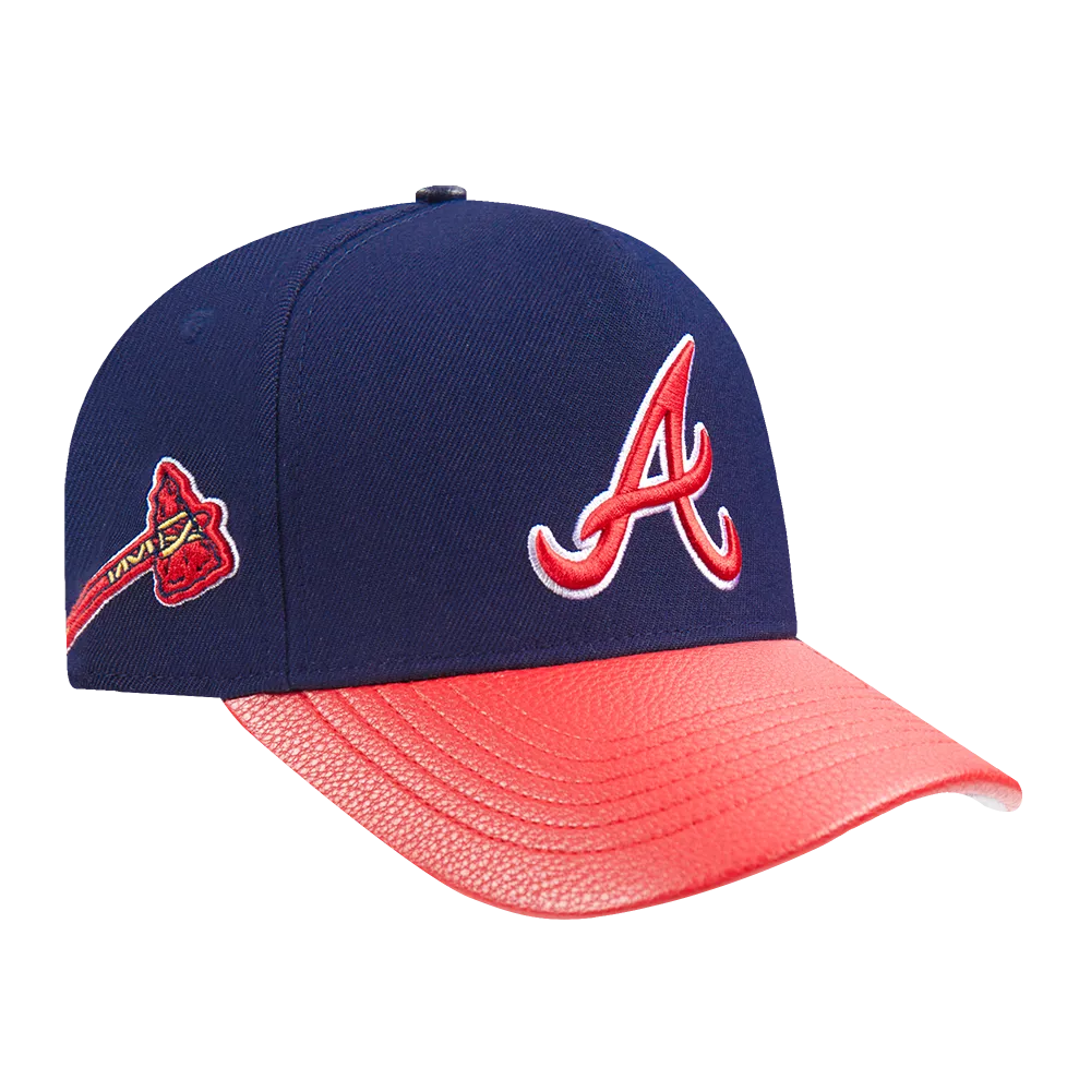 MLB ATLANTA BRAVES CITY RANSOM LEATHER PINCH FRONT STRAPBACK (MIDNIGHT NAVY)