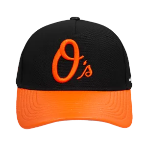 MLB BALTIMORE ORIOLES CITY RANSOM LEATHER PINCH FRONT STRAPBACK (BLACK)