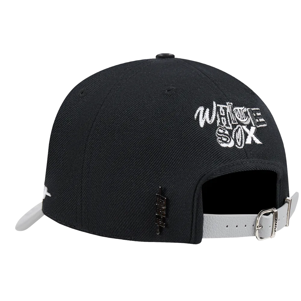 MLB CHICAGO WHITE SOX CITY RANSOM LEATHER PINCH FRONT STRAPBACK (BLACK)