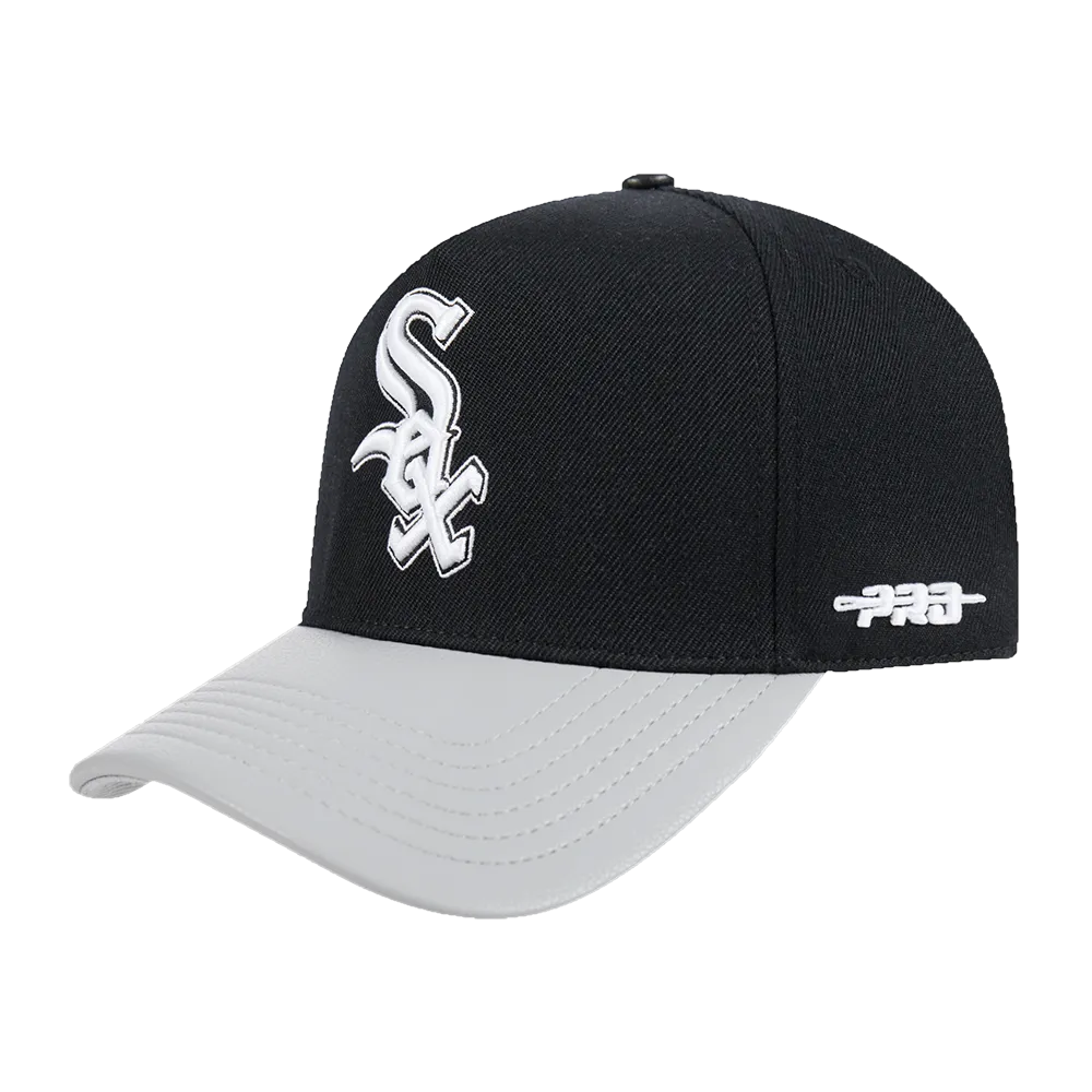 MLB CHICAGO WHITE SOX CITY RANSOM LEATHER PINCH FRONT STRAPBACK (BLACK)