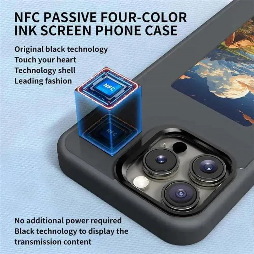 New 16 Smart AI E-Ink Screen NFC Phone Case For 16 Pro Max ShockProof Couple Family Photo DIY Pattern Screen projection Cover