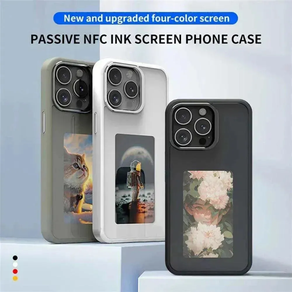 New 16 Smart AI E-Ink Screen NFC Phone Case For 16 Pro Max ShockProof Couple Family Photo DIY Pattern Screen projection Cover