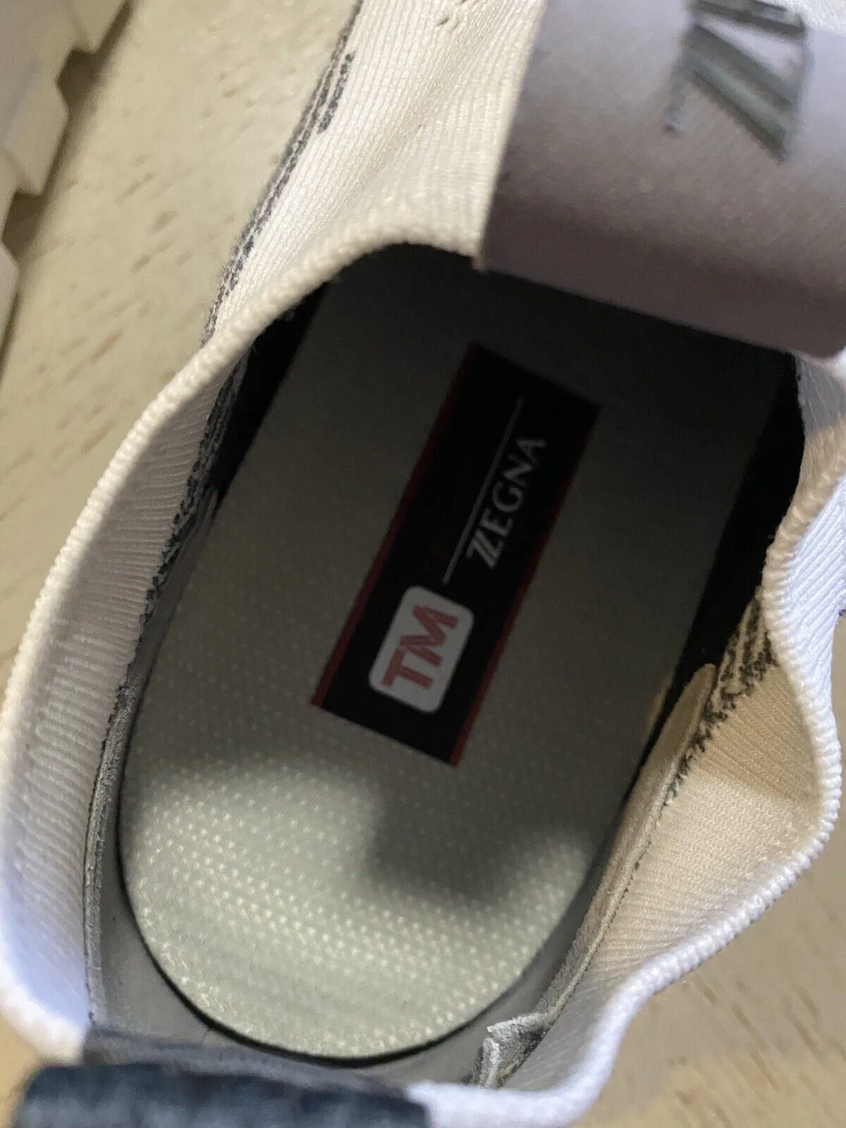 New $495 Z Zegna Men Sock Runners  Sneakers Shoes White/Gray 12.5 US/45.5 Eu