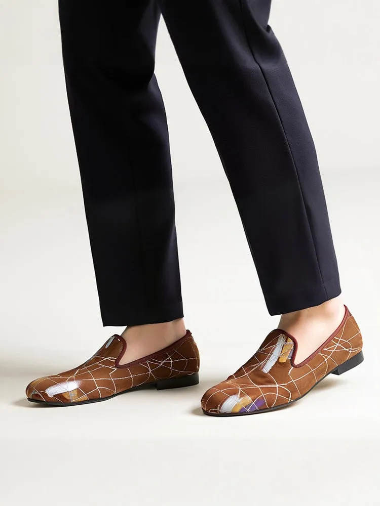 New ink style men's cool suede loafers, four-color trendy low-top shoes, slip-on slip-ons, smoking shoes