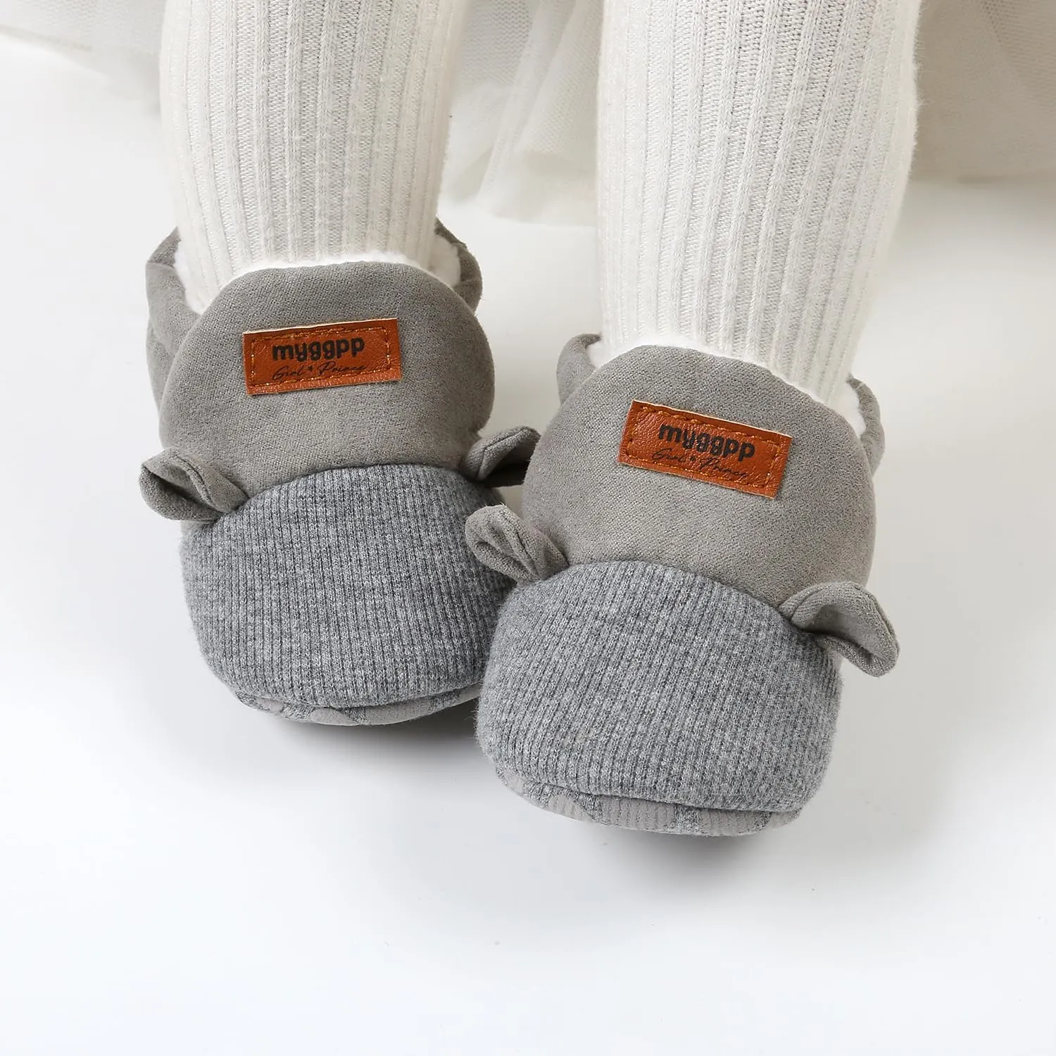 Ohwawadi Infant Baby Boys Girls Slippers Cozy Fleece Booties Soft Bottom Warm Cartoon Socks Newborn Crib Shoes