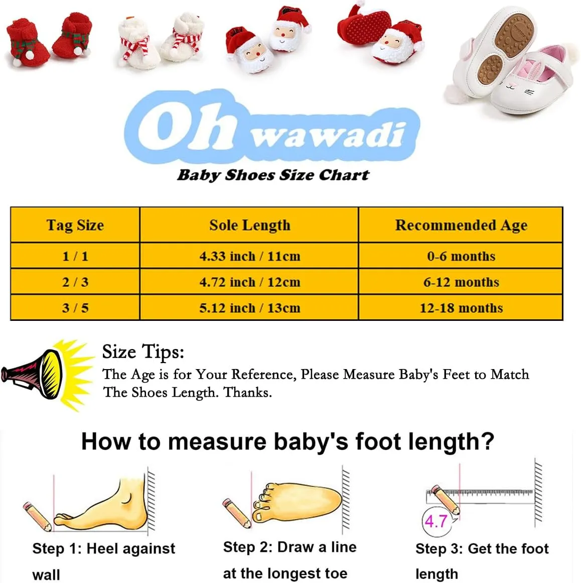 Ohwawadi Infant Baby Boys Girls Slippers Cozy Fleece Booties Soft Bottom Warm Cartoon Socks Newborn Crib Shoes