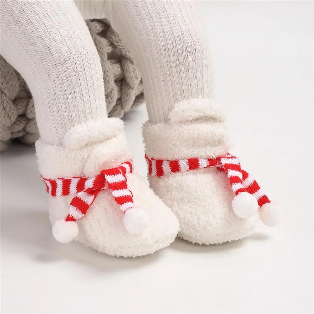 Ohwawadi Infant Baby Boys Girls Slippers Cozy Fleece Booties Soft Bottom Warm Cartoon Socks Newborn Crib Shoes
