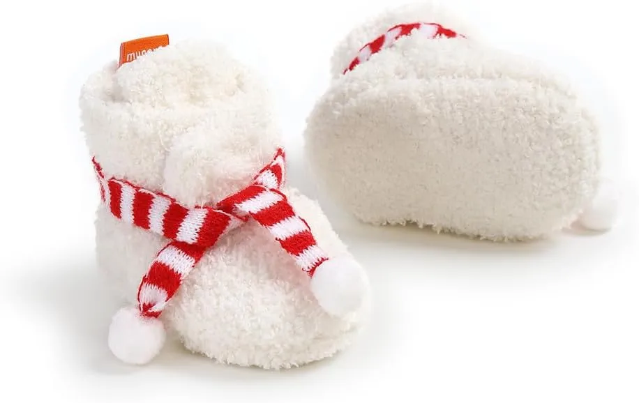 Ohwawadi Infant Baby Boys Girls Slippers Cozy Fleece Booties Soft Bottom Warm Cartoon Socks Newborn Crib Shoes