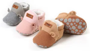 Ohwawadi Infant Baby Boys Girls Slippers Cozy Fleece Booties Soft Bottom Warm Cartoon Socks Newborn Crib Shoes