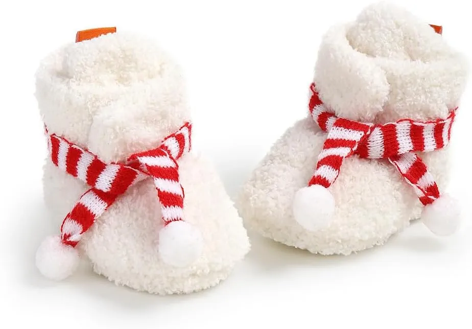 Ohwawadi Infant Baby Boys Girls Slippers Cozy Fleece Booties Soft Bottom Warm Cartoon Socks Newborn Crib Shoes