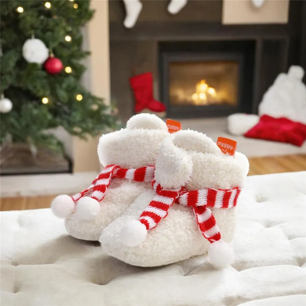 Ohwawadi Infant Baby Boys Girls Slippers Cozy Fleece Booties Soft Bottom Warm Cartoon Socks Newborn Crib Shoes