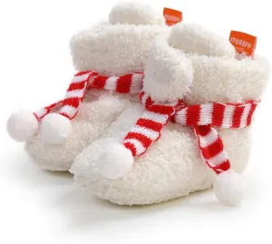 Ohwawadi Infant Baby Boys Girls Slippers Cozy Fleece Booties Soft Bottom Warm Cartoon Socks Newborn Crib Shoes