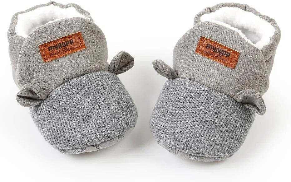 Ohwawadi Infant Baby Boys Girls Slippers Cozy Fleece Booties Soft Bottom Warm Cartoon Socks Newborn Crib Shoes
