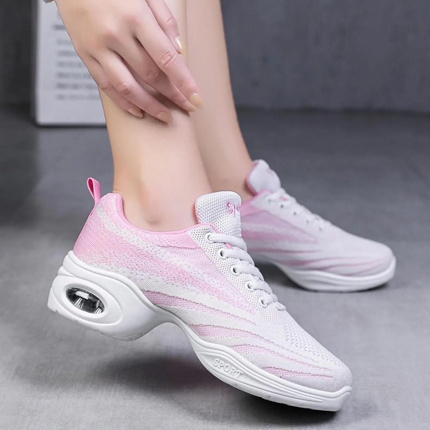 ONAIC Jazz Dance Shoes for Women Lace-Up Modern Dance Shoes Non-Slip Comfort Platform Walking Dance Shoes