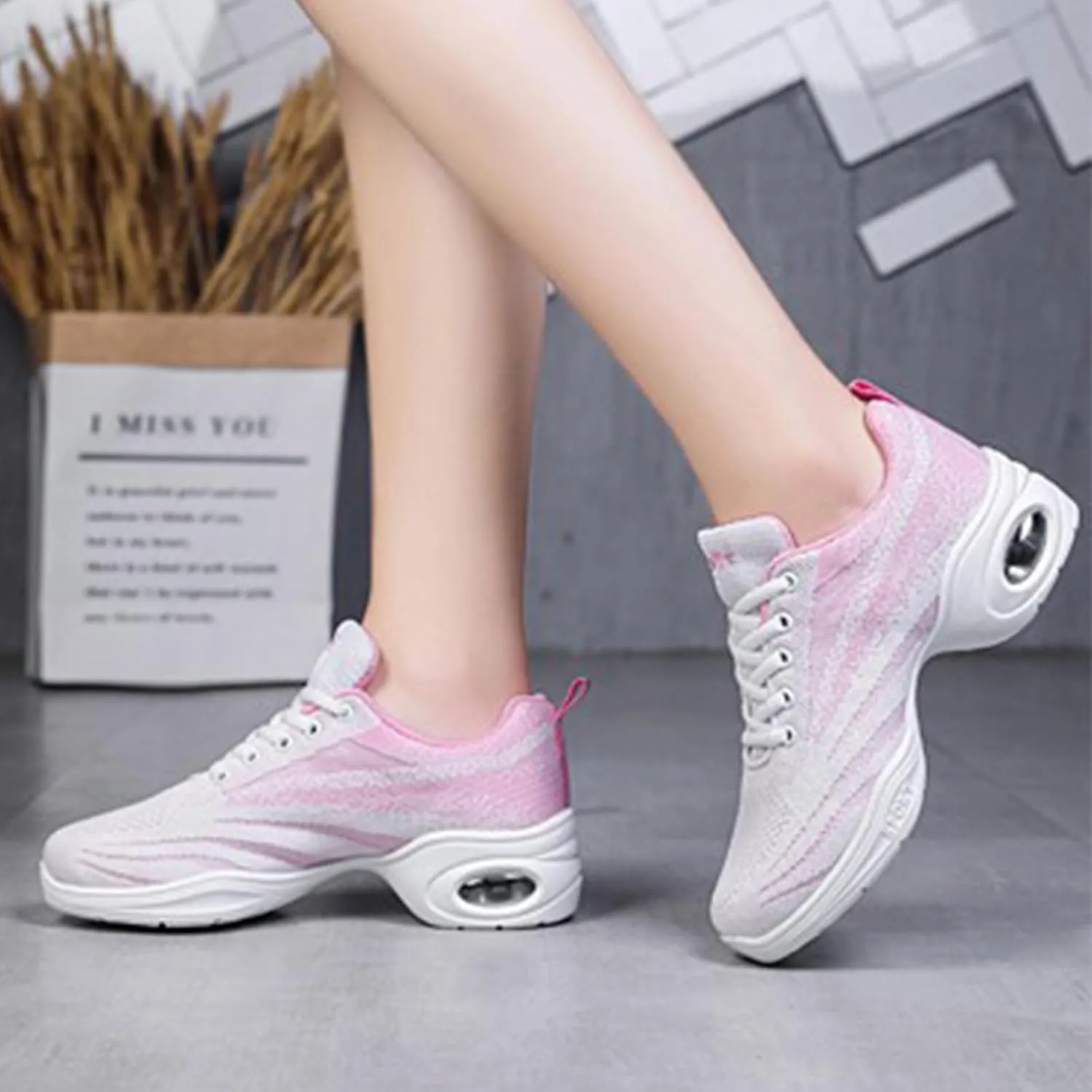 ONAIC Jazz Dance Shoes for Women Lace-Up Modern Dance Shoes Non-Slip Comfort Platform Walking Dance Shoes