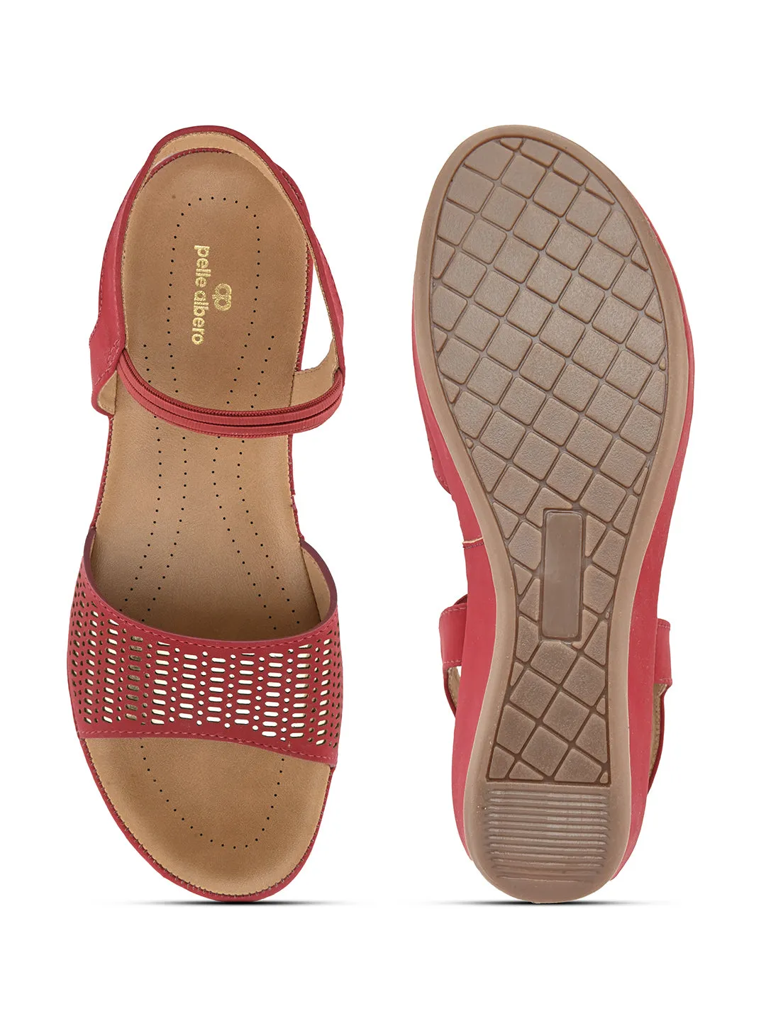 PELLE ALBERO Women Red Slip-On Flatform Heels Sandal