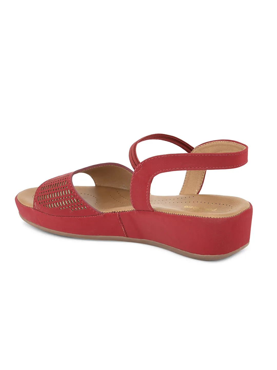 PELLE ALBERO Women Red Slip-On Flatform Heels Sandal