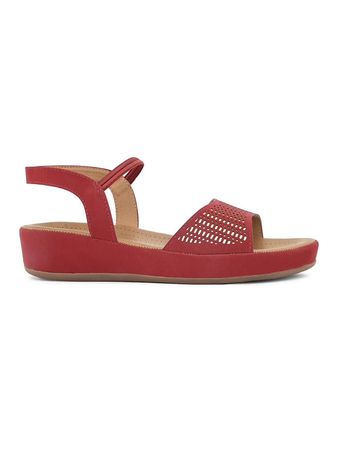 PELLE ALBERO Women Red Slip-On Flatform Heels Sandal