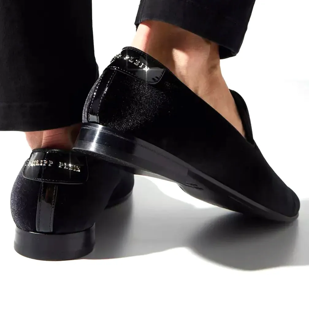 Philipp Plein Velvet Logo Loafers