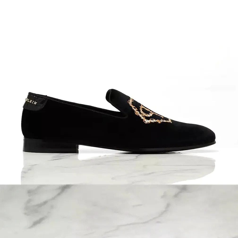Philipp Plein Velvet Logo Loafers