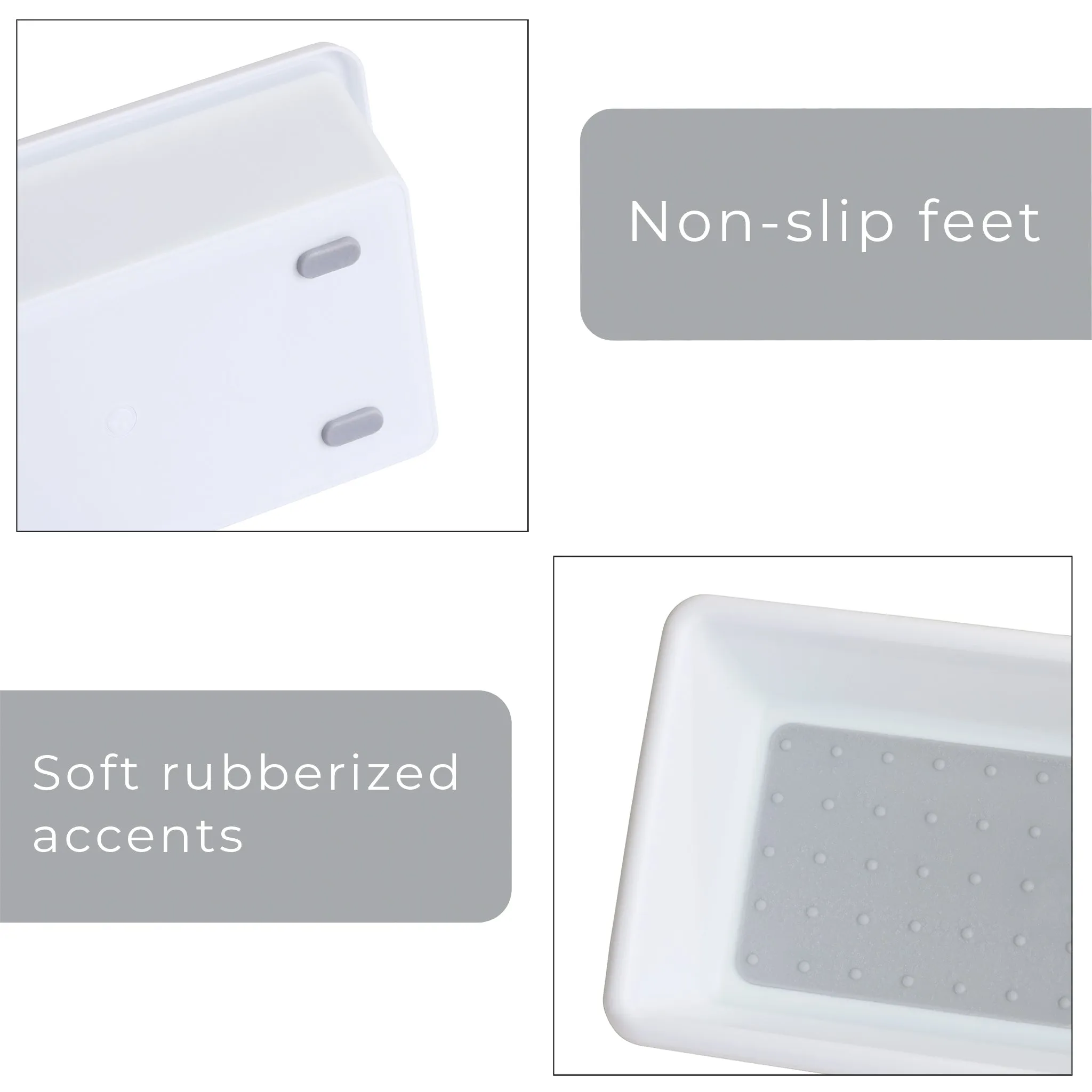 Plastic Drawer Organizer - BPA Free - 9.75 x 3.75 Inch - White